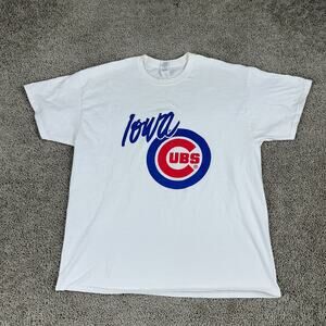 Iowa Cubs Shirt Mens Extra Large White Blue Minor Leagues Short Sleeve Baseball